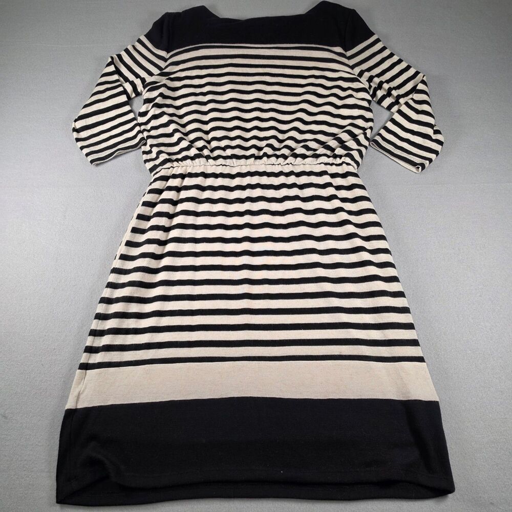 Studio I Women’s Striped Long Sleeve Dress – Size Medium Black White
